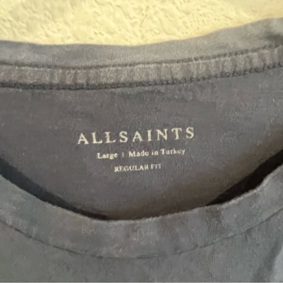 Blue gray All Saints tshirt- size large has a couple small holes on front - Picture 3 of 8